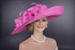 Fuchsia Pink Wide Brim Kentucky Derby Hat,Ascot Hat for Wedding & Tea Party, Garden Party Hat, Mother of the Bride, Church