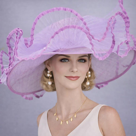 Lilac Crin Wave Style  Wide Brim Kentucky Derby Hat, Ascot Hat for Wedding & Tea Party, Garden Party Hat, Mother of the Bride, Church