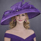 Purple  Feathered Wide Brim Kentucky Derby Hat, Ascot Hat for Wedding & Tea Party, Garden Party Hat, Mother of the Bride, Church