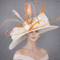 White Orange Pink Jumbo Bow Wide Brim Kentucky Derby Hat,Ascot Hat for Wedding & Tea Party, Garden Party Hat, Mother of the Bride, Church