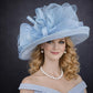 Wide Brim Sinamay  Hat for Kentucky Derby, Ascot Racing Hat, Elegant Wedding Guest Hat, Mother of the Bride Hat  Light Blue