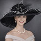 Black White Wide Brim Organza Kentucky Derby Hat, Tea Garden Wedding Party Hat, Ascot Royal Party Hat, Mother of the Bride Hat