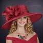 Burgundy Maroon Wine Wide Brim Sinamay Hat For Kentucky Derby, Church, Ascot Royal, Tea&Garden Party, Wedding Party, Race Day