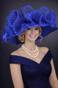 Royal Blue Sinamay Derby Hat: Wide Brim Wedding Ascot Hat