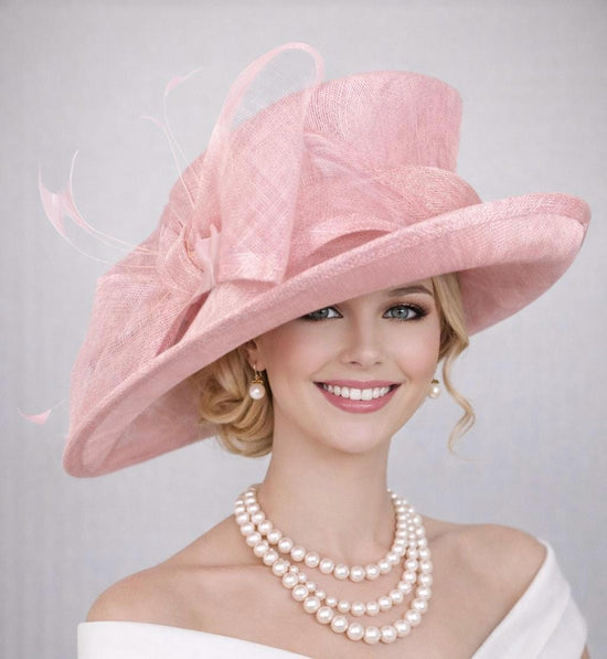 Pink Sinamay Derby Hat: Kentucky Oaks Tea Party Church Hat