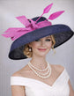 Navy Blue Hot Pink Wide Brim Kentucky Derby Hat,Ascot Hat for Wedding & Tea Party, Garden Party Hat, Mother of the Bride, Church