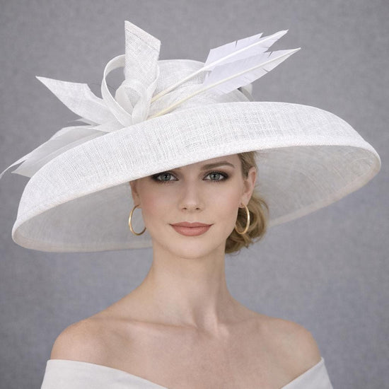 White Wide Brim  Audrey Hepburn Style Kentucky Derby Hat, Ascot Hat for Wedding & Tea Party, Garden Party Hat, Mother of the Bride, Church