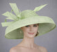 Green Audrey Hepburn Style Wide Brim Kentucky Derby Hat, Ascot Hat for Wedding & Tea Party, Garden Party Hat, Mother of the Bride, Church