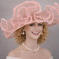 Blush Pink Dusty Pink Wave Crin Wide Brim Kentucky Derby Hat, Ascot Hat for Wedding Tea Party, Garden Party Hat, Mother of the Bride,Church
