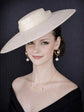 White Wide Brim Sinamay Fascinator Hat  Ascot Royal Hat for Wedding Race Day Kentucky Derby Party Mother of the Bride