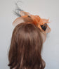 Kentucky Derby Wedding Feather Floral Organza Headband Fascinator Hat Cocktail Orange with White