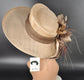 Taupe Brown Wide Brim Kentucky Derby Hat, Ascot Hat for Wedding & Tea Party, Garden Party Hat, Mother of the Bride, Church