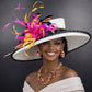 White Black Fuchsia Pink Orange Wide Brim Kentucky Derby Hat, Ascot Hat for Wedding  Tea Party, Garden Party Hat, Mother of the Bride,Church
