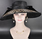 Black Leopard Wide Brim Hat for Women, Kentucky Derby Hat, Church & Ascot Hat, Adjustable Size Elegant Statement Hat