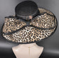 Black Leopard Wide Brim Hat for Women, Kentucky Derby Hat, Church & Ascot Hat, Adjustable Size Elegant Statement Hat