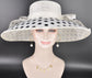 White w Black Polka Dots Wide Brim Hat for Women, Kentucky Derby Hat, Church & Ascot Hat, Adjustable Size Elegant Statement Hat