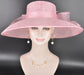 Pink Wide Brim Hat for Women, Kentucky Derby Hat, Church & Ascot Hat, Adjustable Size Elegant Statement Hat