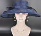 Navy Blue Wide Brim Hat for Women, Kentucky Derby Hat, Church & Ascot Hat, Adjustable Size Elegant Statement Hat