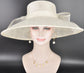 Ivory/Off White Wide Brim Hat for Women, Kentucky Derby Hat, Church & Ascot Hat, Adjustable Size Elegant Statement Hat