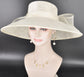 Ivory/Off White Wide Brim Hat for Women, Kentucky Derby Hat, Church & Ascot Hat, Adjustable Size Elegant Statement Hat