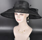 Black  Wide Brim Hat for Women, Kentucky Derby Hat, Church & Ascot Hat, Adjustable Size Elegant Statement Hat