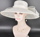 White Wide Brim Hat for Women, Kentucky Derby Hat, Church & Ascot Hat, Adjustable Size Elegant Statement Hat