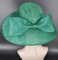 Emerald Green Wide Brim Hat for Women, Kentucky Derby Hat, Church & Ascot Hat, Adjustable Size Elegant Statement Hat