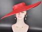 Wide Brim Sinamay Hat, 23.5 Inch Derby Hat, Ascot Hat, Church Hat, Wedding Hat, Statement Race Day Hat Red