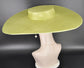 Wide Brim Sinamay Hat, 23.5 Inch Derby Hat, Ascot Hat, Church Hat, Wedding Hat, Statement Race Day Hat Lime Green