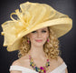 Wide Brim Sinamay  Hat for Kentucky Derby, Ascot Racing Hat, Elegant Wedding Guest Hat, Mother of the Bride Hat  Yellow