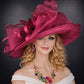 Wide Brim Sinamay  Hat for Kentucky Derby, Ascot Racing Hat, Elegant Wedding Guest Hat, Mother of the Bride Hat Burgundy/Maroon/Wine
