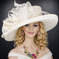 Ivory Off White Wide Brim Sinamay Hat for Kentucky Derby, Ascot Racing Hat, Elegant Wedding Guest Hat, Mother of the Bride Hat