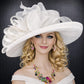 Wide Brim Sinamay  Hat for Kentucky Derby, Ascot Racing Hat, Elegant Wedding Guest Hat, Mother of the Bride Hat White