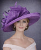 Purple Wide Brim Sinamay Hat for Kentucky Derby, Ascot Racing Hat, Elegant Wedding Guest Hat, Mother of the Bride Hat