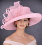 Wide Brim Sinamay  Hat for Kentucky Derby, Ascot Racing Hat, Elegant Wedding Guest Hat, Mother of the Bride Hat Pink