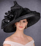 Wide Brim Sinamay  Hat for Kentucky Derby, Ascot Racing Hat, Elegant Wedding Guest Hat, Mother of the Bride Hat  Black