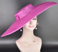 Wide Brim Sinamay Hat, 23.5 Inch Derby Hat, Ascot Hat, Church Hat, Wedding Hat, Statement Race Day Hat Fuchsia Pink