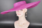 Wide Brim Sinamay Hat, 23.5 Inch Derby Hat, Ascot Hat, Church Hat, Wedding Hat, Statement Race Day Hat Fuchsia Pink