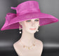 Fuchsia Pink Wide Brim Hat for Women, Kentucky Derby Hat, Church & Ascot Hat, Adjustable Size Elegant Statement Hat