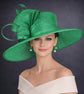Kelly Green Three Layer Wide Brim Sinamay Hat Kentucky Derby Hat  Wedding Church Tea Party Garden Party Ascort Royal Party Hat
