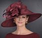 Burgundy Three Layer Wide Brim Sinamay Hat Kentucky Derby Hat Wedding Church Tea Party Garden Carriage Party Ascort Royal Party Hat