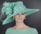 Turquoise Three Layer Wide Brim Sinamay Hat Kentucky Derby Hat Wedding Church Tea Party Garden Carriage Party Ascort Royal Party Hat