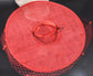 Red Wide Brim Fascinator Hat with Veil 18 Inch Sinamay Ascot Hat for Wedding Race Day Mother of the Bride