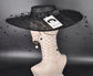 Black Wide Brim Fascinator Hat with Veil 18 Inch Sinamay Ascot Hat for Wedding Race Day Mother of the Bride