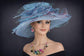 Blue Organza Kentucky Derby Hat, Wedding Tea Party Hat
