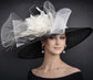 Black w White Wide Brim Kentucky Derby Hat,Ascot Hat for Wedding & Tea Party, Garden Party Hat, Mother of the Bride, Church