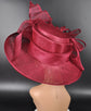Wide Brim Sinamay  Hat for Kentucky Derby, Ascot Racing Hat, Elegant Wedding Guest Hat, Mother of the Bride Hat Burgundy/Maroon/Wine