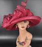 Wide Brim Sinamay  Hat for Kentucky Derby, Ascot Racing Hat, Elegant Wedding Guest Hat, Mother of the Bride Hat Burgundy/Maroon/Wine