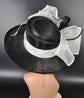 Wide Brim Sinamay  Hat for Kentucky Derby, Ascot Racing Hat, Elegant Wedding Guest Hat, Mother of the Bride Hat Black w White