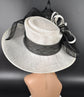 Wide Brim Sinamay  Hat for Kentucky Derby, Ascot Racing Hat, Elegant Wedding Guest Hat, Mother of the Bride Hat  White w Black